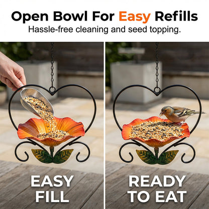 🐦 Heart-Shaped Bird Feeder – Floral, Hanging,Perfect for Backyard or Balcony 🏡