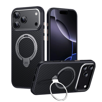 ⚡ Carbon Fiber Magnetic 360° Stand Phone Case