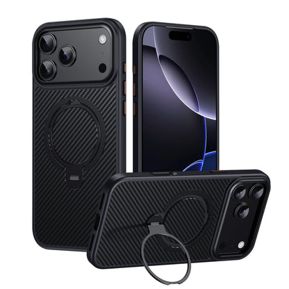 ⚡ Carbon Fiber Magnetic 360° Stand Phone Case