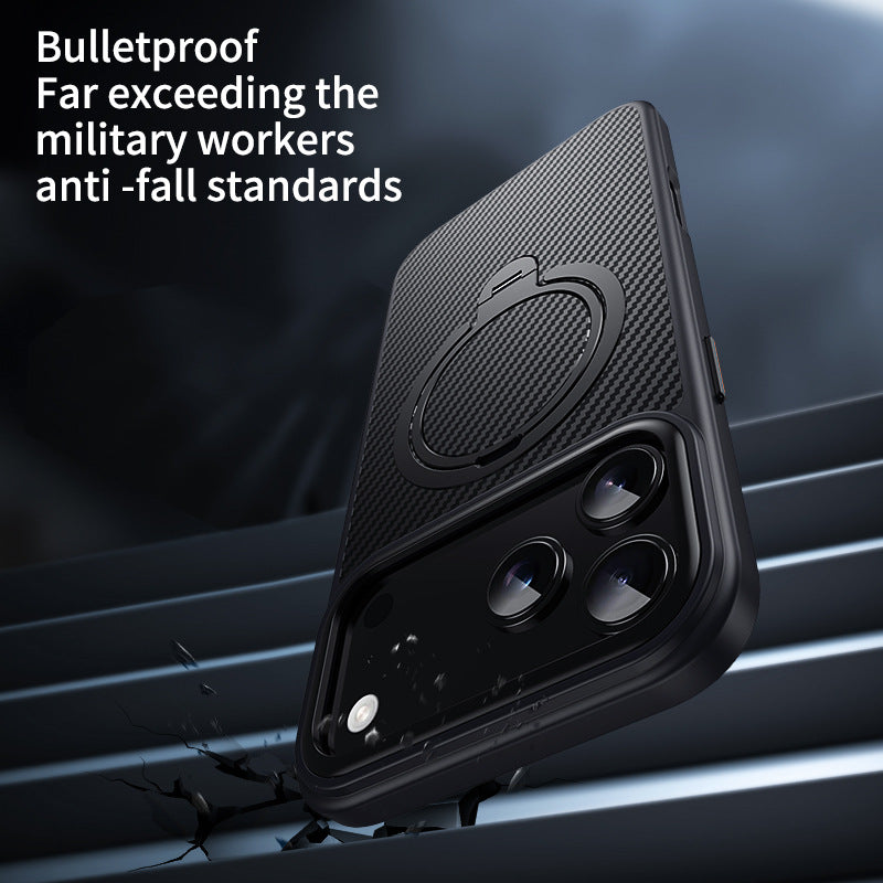 ⚡ Carbon Fiber Magnetic 360° Stand Phone Case