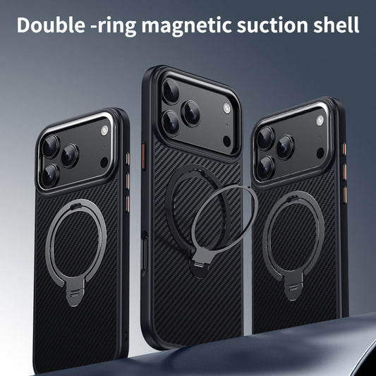 ⚡ Carbon Fiber Magnetic 360° Stand Phone Case