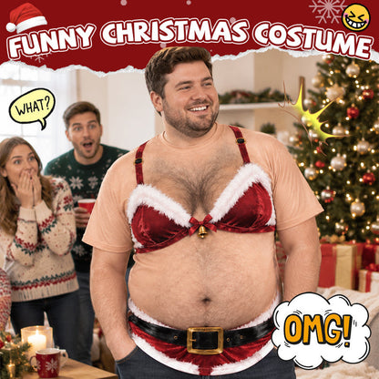 🎄Double-Take Christmas Costume — Cheeky Belly Illusion for Adults