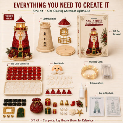 🎄 DIY Lighted Christmas Sea Glass Lighthouse Kit: Glowing Holiday Craft! ✨