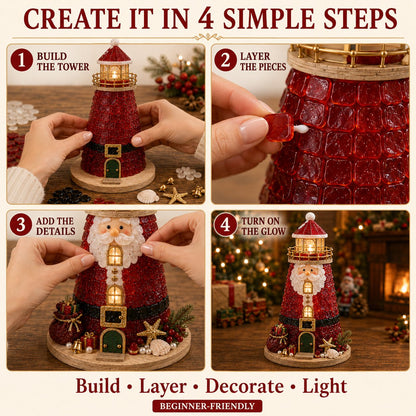 🎄 DIY Lighted Christmas Sea Glass Lighthouse Kit: Glowing Holiday Craft! ✨