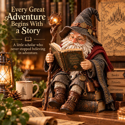 📚🧙‍♂️ The Wandering Scholar Gnome — Fantasy Book Lover Figurine for Cozy Reading Corners