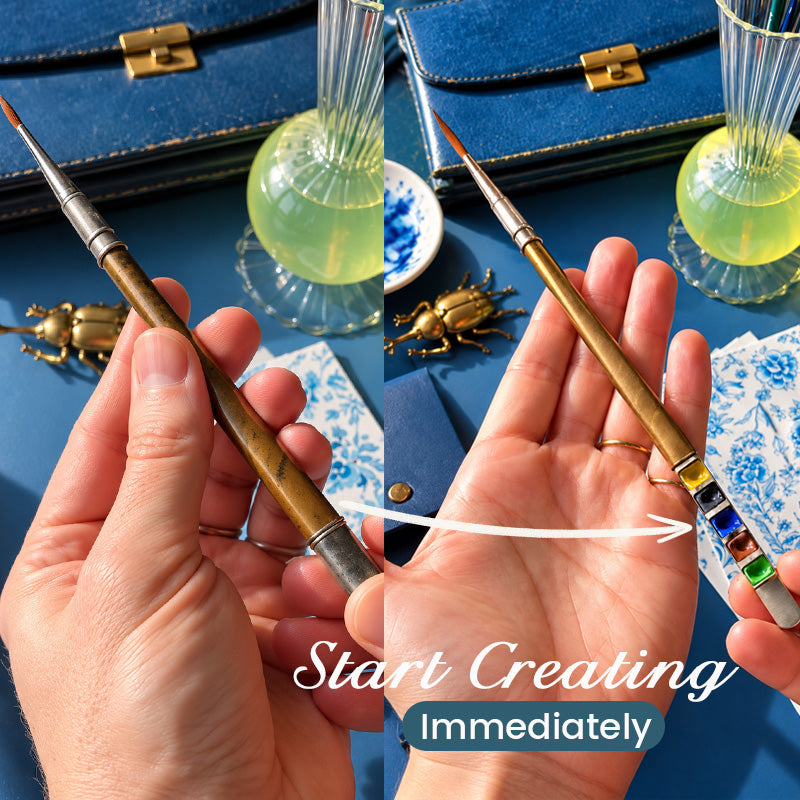 🎨Portable Paintbrush & Colors Set — All-in-One Travel Painting Kit