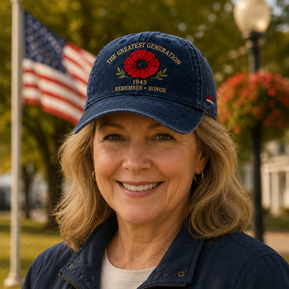 🎖️🌺 A Generation's Legacy — 1945 Remembrance Poppy Cap