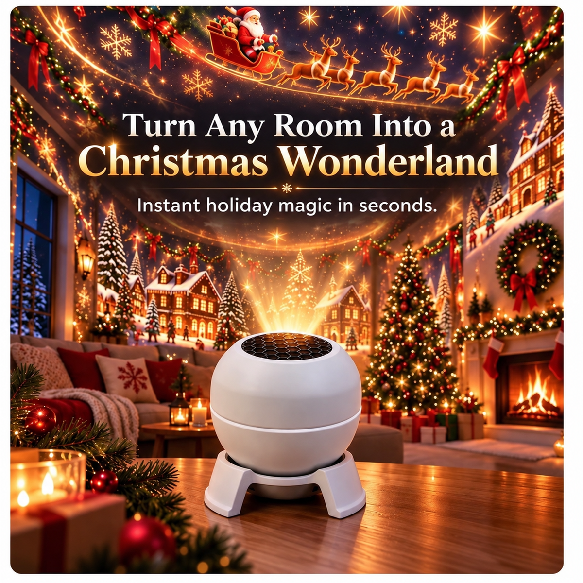 🎄✨ Christmas Projection Night Light — USB-Powered Holiday Scene for Walls & Ceiling