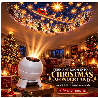 🎄✨ Christmas Projection Night Light — USB-Powered Holiday Scene for Walls & Ceiling