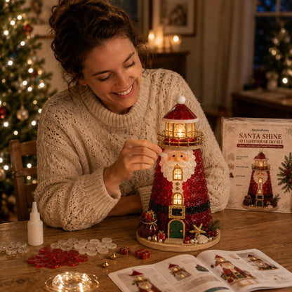 🎄 DIY Lighted Christmas Sea Glass Lighthouse Kit: Glowing Holiday Craft! ✨