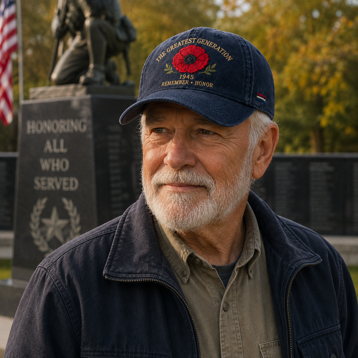 🎖️🌺 A Generation's Legacy — 1945 Remembrance Poppy Cap
