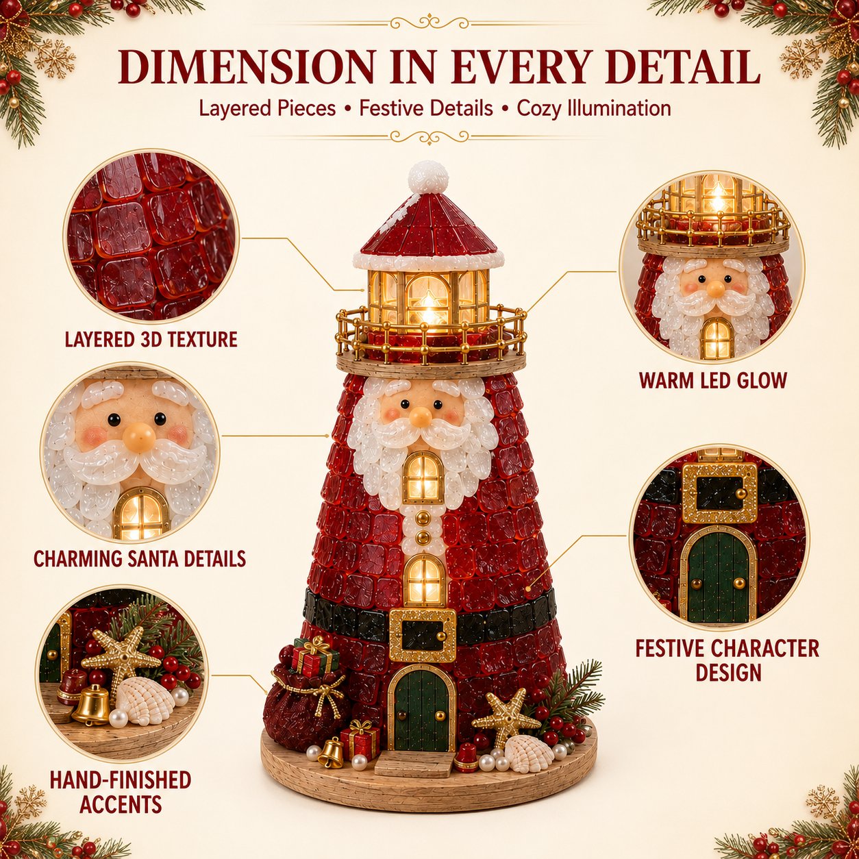 🎄 DIY Lighted Christmas Sea Glass Lighthouse Kit: Glowing Holiday Craft! ✨