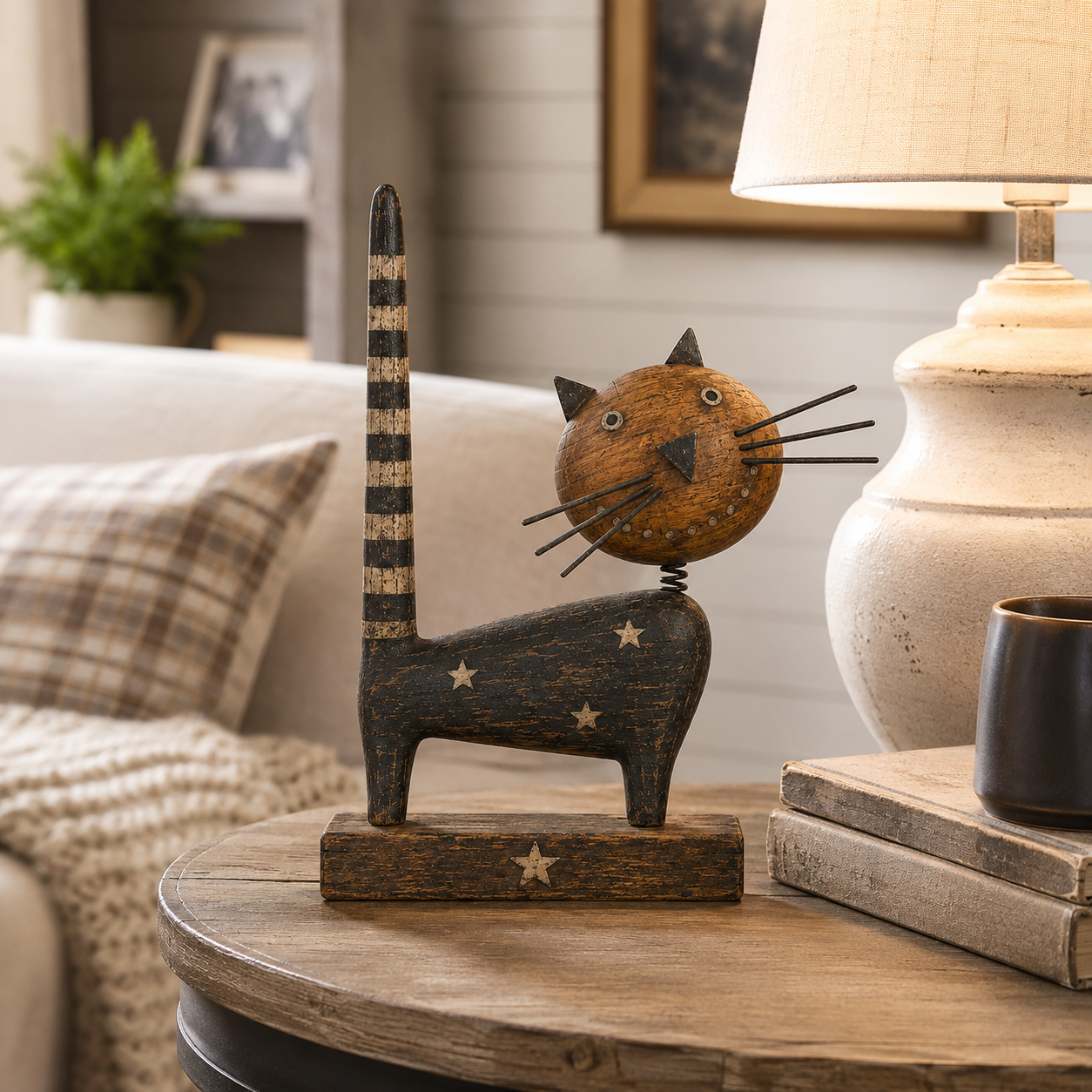 🐈✨ Odd, Charming, Unforgettable — Primitive Folk Art Cat Figurine