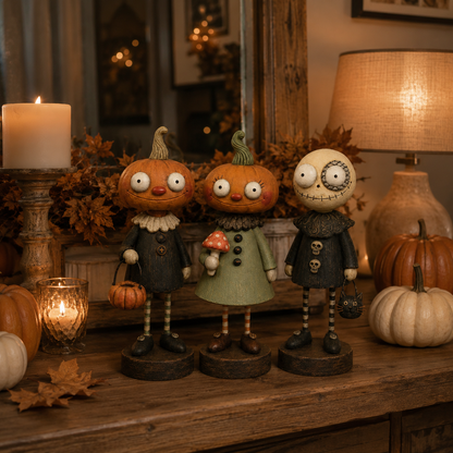 🎃🍂 Primitive Pumpkin Friends Collection — Vintage Halloween Figurines