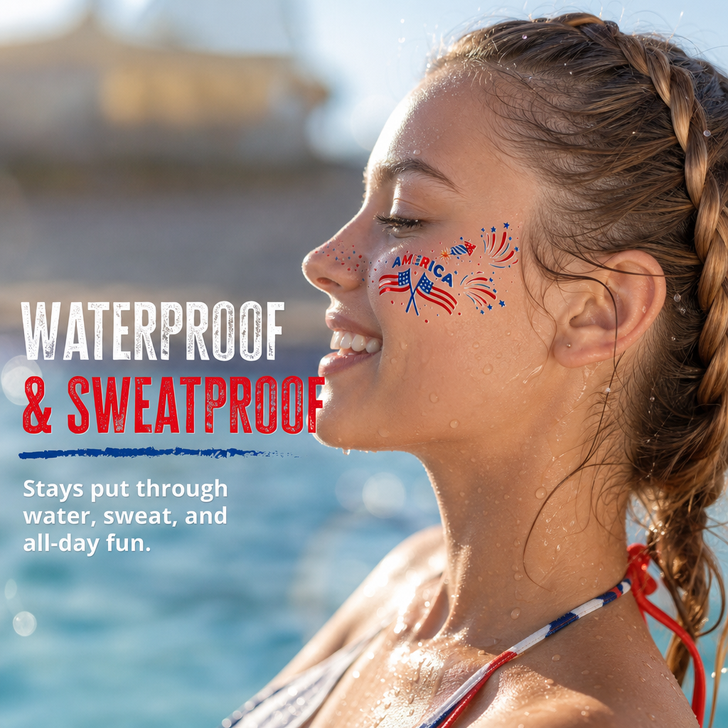 🇺🇸 Freckle Tattoo Stickers: Waterproof Patriotic-Themed Temporary Face Sticker Set! 🎇