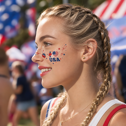 🇺🇸 Freckle Tattoo Stickers: Waterproof Patriotic-Themed Temporary Face Sticker Set! 🎇