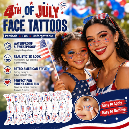 🇺🇸 Freckle Tattoo Stickers: Waterproof Patriotic-Themed Temporary Face Sticker Set! 🎇