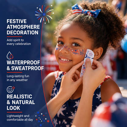 🇺🇸 Freckle Tattoo Stickers: Waterproof Patriotic-Themed Temporary Face Sticker Set! 🎇