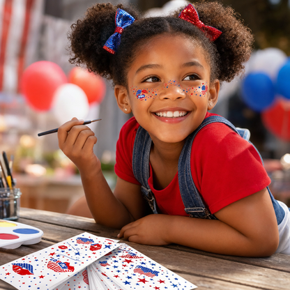 🇺🇸 Freckle Tattoo Stickers: Waterproof Patriotic-Themed Temporary Face Sticker Set! 🎇