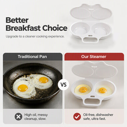 🍳 Microwave Dual Egg Poacher Steamer: Quick & Healthy Breakfast Maker! ⚡