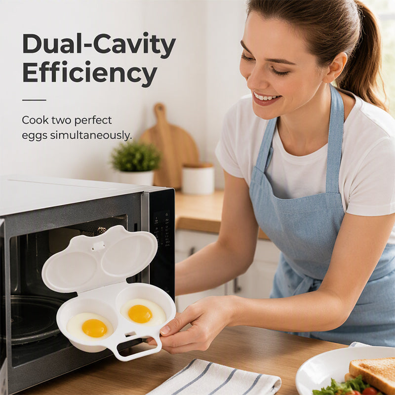 🍳 Microwave Dual Egg Poacher Steamer: Quick & Healthy Breakfast Maker! ⚡